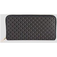 Calvin Klein All-Over Emblem Logo Zip Around Wallet - Black