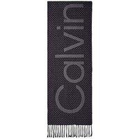 Calvin Klein Logo Print Wool Blend Scarf - Black
