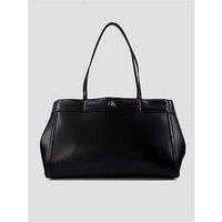Calvin Klein Monogram Crocodile Large Tote Bag - Black