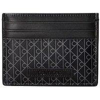 Calvin Klein Allover Monogram Logo Card Holder - Black