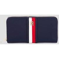 Tommy Hilfiger Striped Zip Around Wallet - Blue
