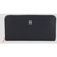 Tommy Hilfiger Debossed Monogram Zip Around Wallet - Black