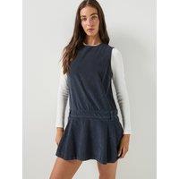 Tommy Jeans Corduroy Pleated Mini Shift Dress - Blue