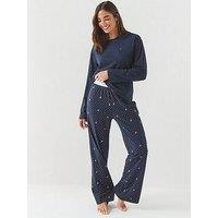 Tommy Hilfiger Long Sleeve Jersey Pyjama Set - Blue