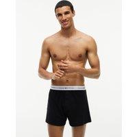 Tommy Hilfiger Men'S Branded Waistband Stretch Trunks - Black