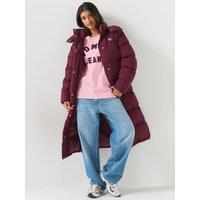Tommy Jeans Womens Alaska Longline Padded Coat - Red