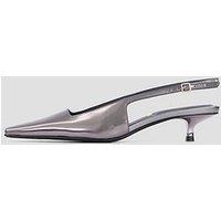 Calvin Klein Metallic Leather Kitten Heel Slingbacks - Silver
