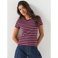 Tommy Jeans Slim Ribbed Short Sleeve T-Shirt - Red
