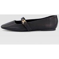 Calvin Klein Leather Mary Jane Ballerinas - Black