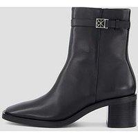 Calvin Klein Leather Block-Heel Ankle Boots - Black