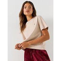 Tommy Hilfiger Interlock Knit Boxy Crew Neck T-Shirt - Light Beige