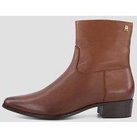 Tommy Hilfiger Leather Zip-Up Ankle Boots - Brown