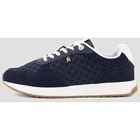 Tommy Hilfiger Monogram Plaque Suede Trainers - Blue