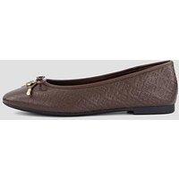 Tommy Hilfiger Monogram Embossed Leather Ballerinas - Brown