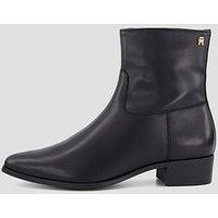 Tommy Hilfiger Leather Zip-Up Ankle Boots - Black