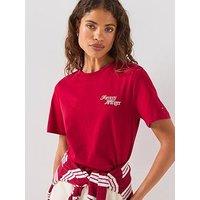 Tommy Hilfiger Logo Jersey Crew Neck T-Shirt - Red
