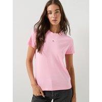 Tommy Jeans Logo Jersey Crew Neck T-Shirt - Pink
