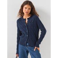 Tommy Hilfiger Pure Wool Cable Knit Slim Cardigan - Blue