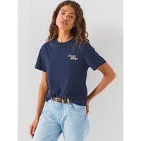 Tommy Hilfiger Logo Jersey Crew Neck T-Shirt - Blue