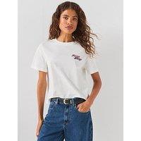 Tommy Hilfiger Logo Jersey Crew Neck T-Shirt - Cream