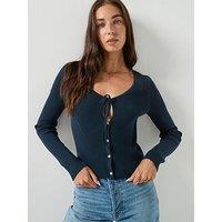 Tommy Jeans Women'S Slim Fit Ribbed Long Sleeve Cardigan With Logo Detail - Cream