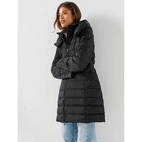 Tommy Hilfiger Down Branded Fitted Coat - Black