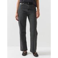 Calvin Klein Jeans Womens High Rise Relaxed Straight Jeans - Black