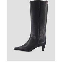 Tommy Hilfiger Kitten Heel Leather Knee-High Boots - Black