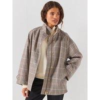 Tommy Hilfiger Cotton Check Cape Coat - Brown