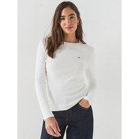 Tommy Hilfiger Slim Crew Neck Lthong Sleeve T-Shirt - Cream