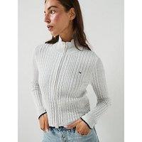 Tommy Jeans Women'S Micro Cable Zip Through Sweater - Grey