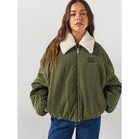 Tommy Jeans Women'S Faux Fur Collar Utility Bomber Jacket - Green