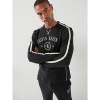Calvin Klein Waffle Long Sleeve Crew Neck T-Shirt - Black