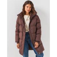 Tommy Hilfiger Womens Water Repellent Hooded Down Coat - Deep Brown
