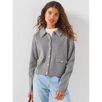 Tommy Hilfiger Gold-Tone Button Jacket Wi Wool - Grey