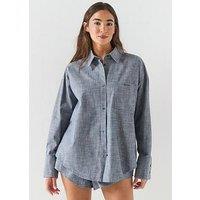 Calvin Klein Cotton Chambray Pyjama Top - Blue