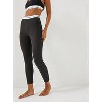 Calvin Klein Women'S Ribbed Leggings With Logo Waistband - Black