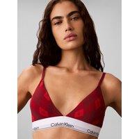Calvin Klein Womens Icon Cotton Modal Lightly Lined Non-Wired Triangle Bra - Red