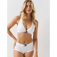 Tommy Hilfiger Womens Ribbed Racerback Non-Wired Bralette - White