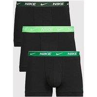 Nike Essential Cotton Stretch 3 Pack Trunks - Black