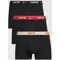 Nike Essential Cotton Stretch 3 Pack Trunks - Black