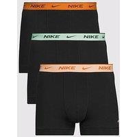 Nike Essential Cotton Stretch 3 Pack Trunks - Black