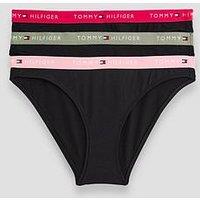 Tommy Hilfiger 3-Pack Essential Logo Contrast Waistband Briefs - Little Rosey / Viv Pink / U Sage