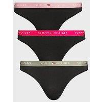 Tommy Hilfiger Women'S 3-Pack Thongs - Black