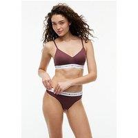 Tommy Hilfiger Signature Logo Microfibre Thong - Brown
