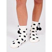 Loungeable Chenille Polka Dot Socks With Pom Pom Detail