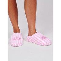 Loungeable Stripe Cosy Borg Slipper - Pink
