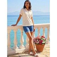 Roman Textured Collar V-Neck Top