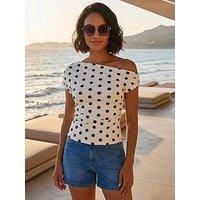 Roman Dusk Polka Dot Drape Side Top
