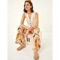 Roman Textured Leaf Print Metallic Trouser